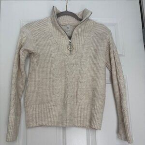 River island Oat Cable Knit Quarter zip